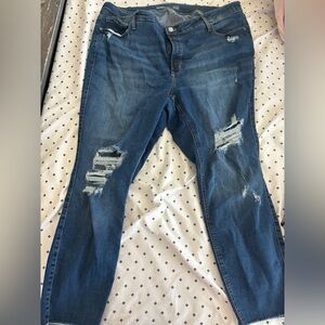 Old Navy Women's Distressed Skinny Jeans - Blue